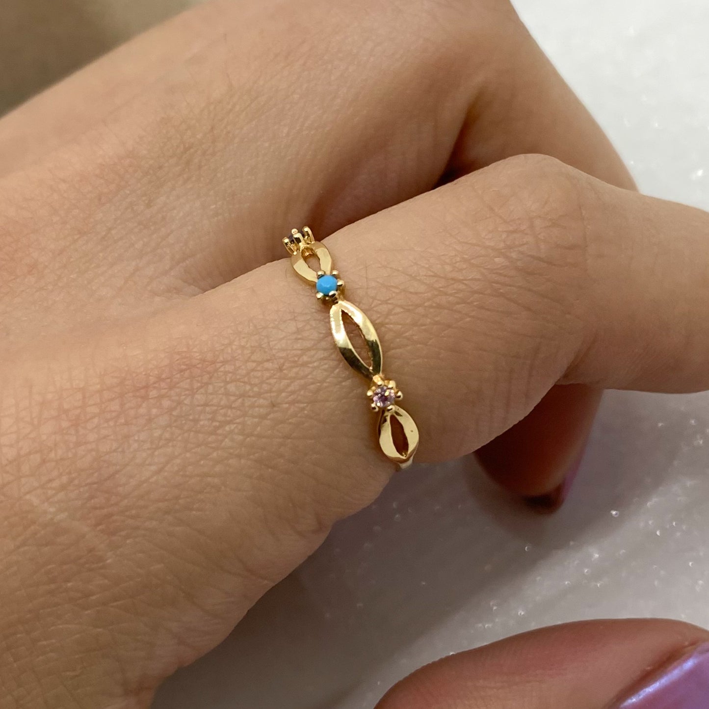 Anillo Medio Sinfín-Piedras en Colores