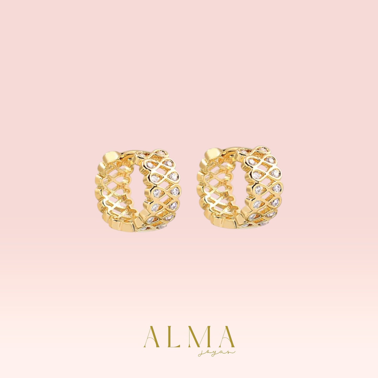 Mini pendientes Infinity Click con circonitas cúbicas, chapados en oro